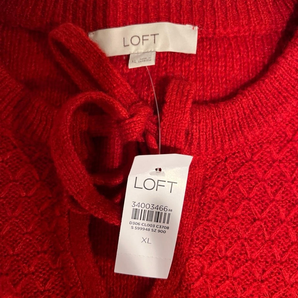 LOFT Vibrant Red Crew Neck Sweater - Picture 2 of 3